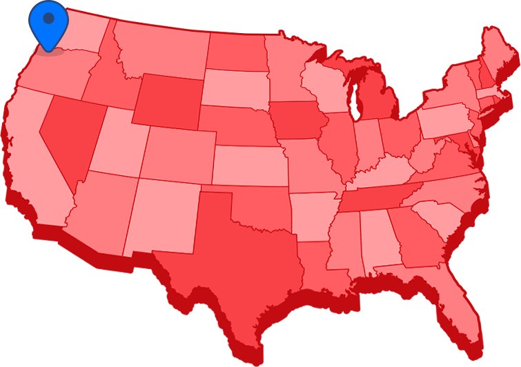 United states map, beaverton oregon